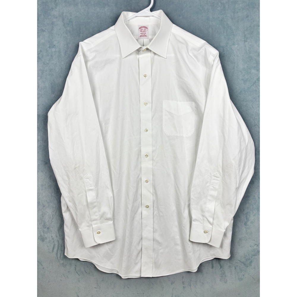 Brooks Brothers Madison Dress Shirt Mens 16.5 34 White Non-Iron Supima Cotton